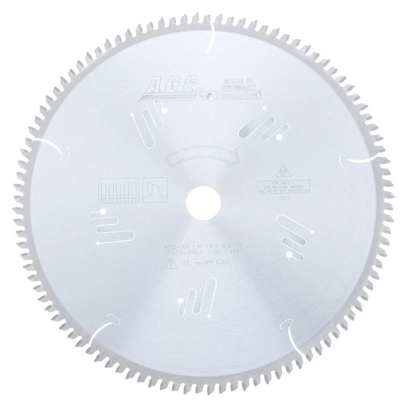 12" X 100 Heavy Miter Blade 4+1, -5 Degree 1"Bore